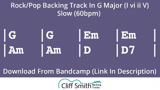 G Major - Slow Rock Backing Track - I vi ii V (60bpm)