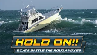 BOATS FACING THE WAVES AT HAULOVER INLET!! | Plus On Board Footage!