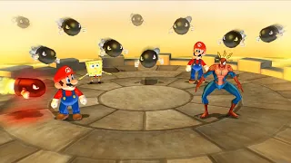 Mario Party 9 MiniGames - Mario Vs SpongeBob Vs Spider Man Vs Luigi (Master Cpu)