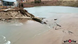 Monster Waves Washing Away Riverwalk & Ogden Dunes 50MPH Winds 4K Drone Footage Must See!