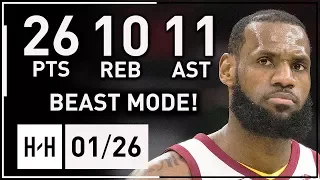 LeBron James Triple-Double Full Highlights vs Pacers (2018.01.26) - 26 Pts, 11 Ast, 10 Reb, BEAST!