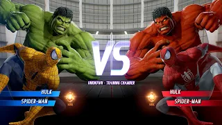 Red Hulk & Red Spider Man VS Hulk & Yellow Spider Man - Marvel vs Capcom Infinite