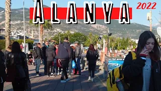 alanya beach coastal road walking tour 2022 ! alanya marina antalya turkey holiday  travel 4K