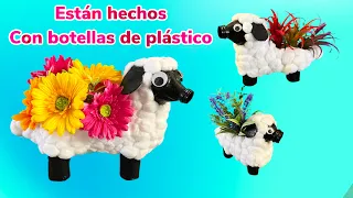 Cómo hacer BORREGUITOS con botellas de plástico. || Ideas de reciclaje