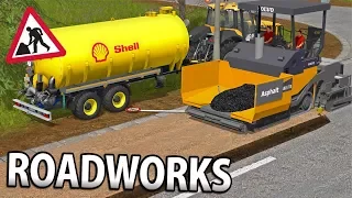 ROADWORKS IN FARMING SIMULATOR 17 | LAYING THE ASPHALT