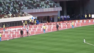 【2022関東インカレ】女子1部・100mハードル予選2組/1着：田中きよの（駿河台大）13秒54　2着：長﨑さゆり（青学大）13秒68　3着：岩佐茉結子（東学大）13秒81