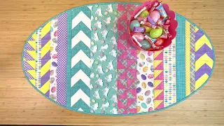 Adorable OVER EASY EASTER EGG TABLE RUNNER looks great on your table! Uses quilt as you go method.