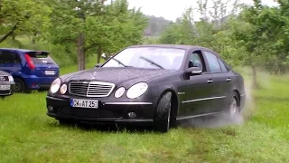 Mercedes E55 AMG Burnout on grass HD