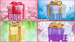 Choose your gift🎁😍💙💖 #chooseyourgift #pickonekickone #4giftbox #pink #blue #gold #purple #giftbox