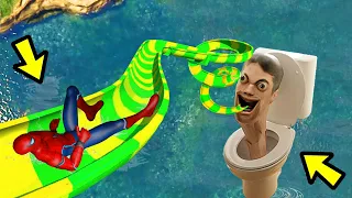 GTA 5 Skibidi Toilet vs Spiderman | Water slides | Ragdolls | & Shark