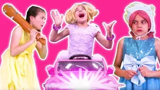 ESME GOES BACK TO THE FUTURE: Time Travel In Power Wheels Car - Princesses In Real Life | Kiddyzuzaa