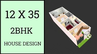 12x35 House Plan 2BHK ll 420 Sqft Ghar Ka Naksha ll 12x35 House Design