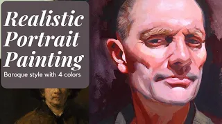 Dad Part II - Realistic Portrait Painting in Gouache with four colors - Zorn Palette