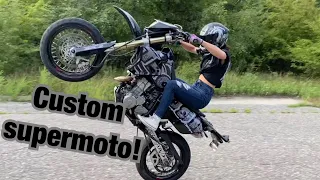 CUSTOM DRZ-400 SUPERMOTO BUILD ( surprising my girlfriend for her birthday )