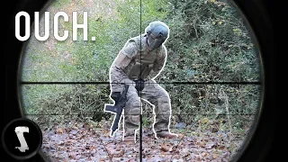 Airsoft CHEATERS Get Instant Karma (Shot in the B*LLS & Full-Auto Minigun)