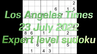 Sudoku solution – Los Angeles Times sudoku 23 July 2022 Expert level