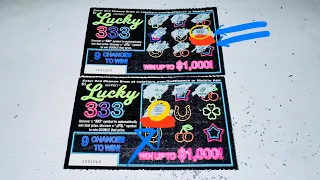 ANOTHER SHOT OF THE $1 LUCKY 333 CALIFORNIA LOTTERY SCRATCHERS SCRATCH OFF!