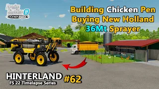 Buying New Holland SP400, Building Chicken Pen, Harvesting Oat - Hinterland - Ep.62 - FS22 Timelapse