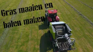 Gras maaien en balen maken op de Westhoeve