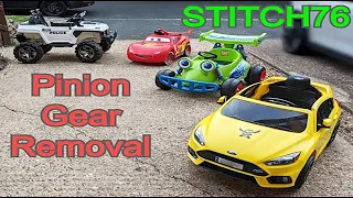 Kids Power Wheels Ride On Car Pinion Gear removal and installation RC car