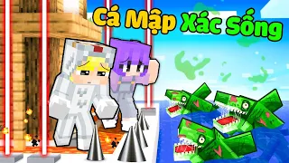 Tô Gà Thử Thách 24H Xây Nhà An Toàn Chống Cá Mập Zombie.EXE Trong MInecraft!?