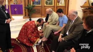 St. Sophia Greek Orthodox church reenacts, the washing of the feet on Holy Thursday