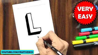 HOW TO DRAW 3D LETTER L | 3D LETTER DRAWING