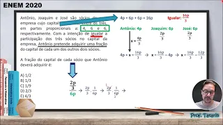 Matemática Linda - Prof. Tatarin - ENEM - Antônio, Joaquim e José são sócios de uma empresa cujo