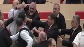 Boxing Day brawl breaks out in Georgian parliament (Full Incident)