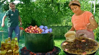 Traditional Azerbaijan Pilaf Recipe with Lamb | Preparation of Plum Compote | Winter Supply