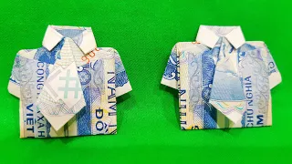 Origami - The Easiest Way to Arrange a Shirt and Tie with Paper Money