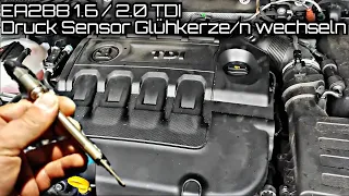 VW AUDI SEAT SKODA | EA288 1.6 / 2.0 TDI | Glühkerzen + PSG Druck Sensor Glühkerze wechseln |