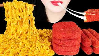 ASMR CHEESY CARBO FIRE NOODLES, HOT CHEETOS CHEESE STICK MUKBANG 치즈까르보불닭, 치토스 치즈스틱 먹방 EATING SOUNDS