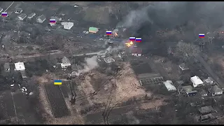 Один в поле воин! Украинский танк Т-64БВ против колоны техники русских оккупантов.
