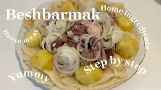 Cooking Legendary Beshbarmak at Home! Delicious with Dough and Vegetables| Kazakh Traditional Food