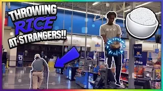 Throwing Rice at Strangers Prank in Walmart Pt4 and More!