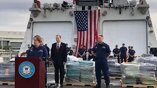 United States Coast Guard offloads 9 tons of cocaine that was seized in the eastern Pacific Ocean