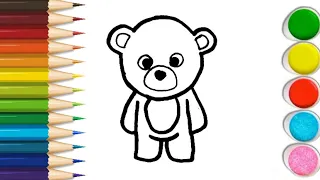 Teddy bear drawing tutorial for kids,toddlers | easy teddy drawing and painting | drawing for kids |