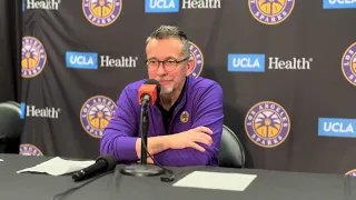 LA Sparks HC Curt Miller reacts to the home loss against the Lynx