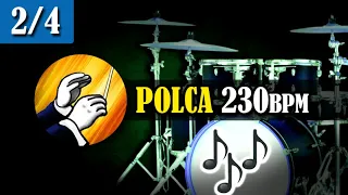 230 bpm - 2/4 Base ritmo de "POLCA" en Batería para practicar Practicador