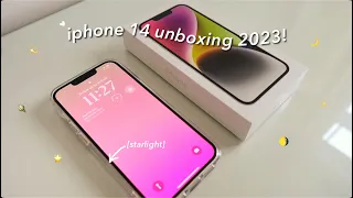 iPhone 14 unboxing (starlight) 128gb 2023 🌙✨ | accessories, camera test + ios 16 setup