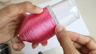 Taça Decorada com Cordão e Strass (Rosa)