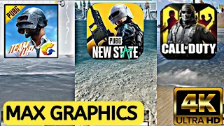 CODM VS PUBM VS PUBG NEW STATE COMPARISON 😱 4K ULTRA HD NEW UPDATE