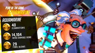 Aquamarine Junkrat and Broken Overwatch! 40 elims! POTG! [ Overwatch Season 30 Top 500 ]