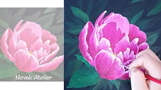 Peony painting | Flower painting | Acrylic painting Step by Step 🌈013