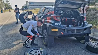 WRC Rally de Portugal 2024 Evans and Martin swaps tyres after longest rally stage ss16 Amarante