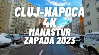 Manastur, Cluj-Napoca, Romania. Zapada 2023. Cluj 4K.