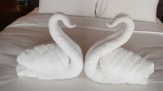 Towel folding swan||housekeeping towel art||beautiful bed decoration hotel||swan art#RB LOVE#youtube