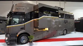Wohnmobil 2023 ab 439.000 € RJH Excellence Actros mit XL Slide-Out UND Moped-Renn-Werkstatt im Heck