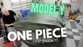 Wrapping the Trunk Model Y ONE Piece ONE Person